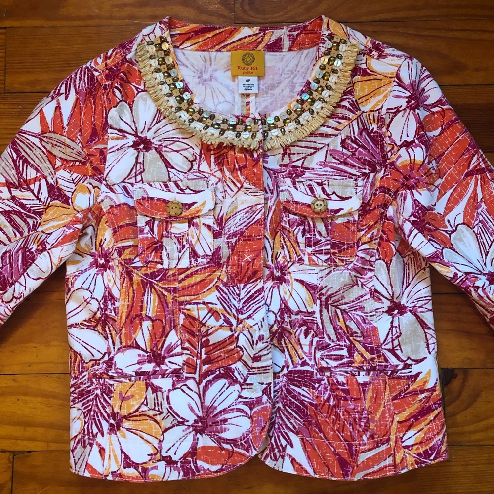 Tropical Print Ruby Rd. Jacket - Picture 2 of 6